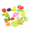 Plastic Fruit Vegetables Kitchen Slice Pretend Cut Set Kids Role Play Toys