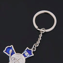 Blue Crucifix Jesus Keyring Holy Cross Key Ring Religious Catholic Gift