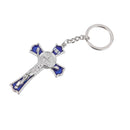 Blue Crucifix Jesus Keyring Holy Cross Key Ring Religious Catholic Gift