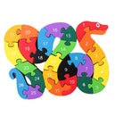 Wooden Block Toys Alphabet Number Building Jigsaw Puzzle Kids Children Gifts - Snake