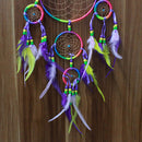 Handmade Colorful Five Circles Feather Dream Catcher Wall Hanging Decoration