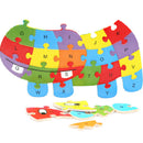 Wooden ABC Alphabet Jigsaw Hippo Puzzle Children Educational Learning Toys