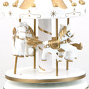 Wooden Merry-Go-Round Carousel Wind Up Music Box Kids Gift-White