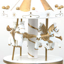 Wooden Merry-Go-Round Carousel Wind Up Music Box Kids Gift-White