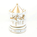 Wooden Merry-Go-Round Carousel Wind Up Music Box Kids Gift-White