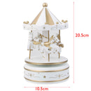 Wooden Merry-Go-Round Carousel Wind Up Music Box Kids Gift-White