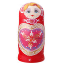 7PCS Hand Painted Heart Pattern Wooden Russian Nesting Dolls