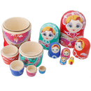 7PCS Hand Painted Heart Pattern Wooden Russian Nesting Dolls