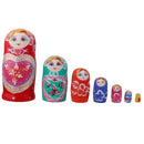 7PCS Hand Painted Heart Pattern Wooden Russian Nesting Dolls