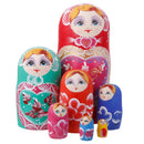 7PCS Hand Painted Heart Pattern Wooden Russian Nesting Dolls