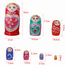 7PCS Hand Painted Heart Pattern Wooden Russian Nesting Dolls