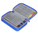 Women Girls Beauty Cosmetic Tools Storage Makeup Brush Holder 3 Layers Capacity Kids Pencil Pen Case Travel Bag Gift Blue