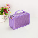 Women Girls Beauty Cosmetic Tools Storage Makeup Brush Holder 3 Layers Capacity Kids Pencil Pen Case Travel Bag Gift Purple