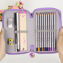 Women Girls Beauty Cosmetic Tools Storage Makeup Brush Holder 3 Layers Capacity Kids Pencil Pen Case Travel Bag Gift Purple