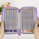 Women Girls Beauty Cosmetic Tools Storage Makeup Brush Holder 3 Layers Capacity Kids Pencil Pen Case Travel Bag Gift Purple