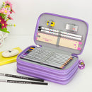 Women Girls Beauty Cosmetic Tools Storage Makeup Brush Holder 3 Layers Capacity Kids Pencil Pen Case Travel Bag Gift Purple