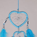 Handmade Blue Feathers Double Heart Dream Catcher Car Wall Hanging Decoration