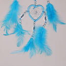 Handmade Blue Feathers Double Heart Dream Catcher Car Wall Hanging Decoration