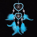 Handmade Blue Feathers Double Heart Dream Catcher Car Wall Hanging Decoration