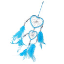 Handmade Blue Feathers Double Heart Dream Catcher Car Wall Hanging Decoration
