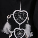 Handmade White Feathers Double Heart Dream Catcher Wall Hanging Decoration