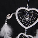 Handmade White Feathers Double Heart Dream Catcher Wall Hanging Decoration