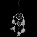 Handmade White Feathers Double Heart Dream Catcher Wall Hanging Decoration