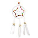 Handmade Star Net White Feather Beads Dream Catcher Wall Hanging Decoration