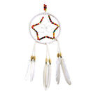 Handmade Star Net White Feather Beads Dream Catcher Wall Hanging Decoration