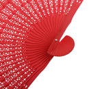 Vintage Wood Hollow Carved Hand Fan Foldable Fan - Red