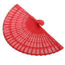 Vintage Wood Hollow Carved Hand Fan Foldable Fan - Red
