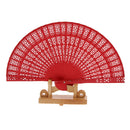 Vintage Wood Hollow Carved Hand Fan Foldable Fan - Red
