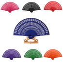 Vintage Wood Hollow Carved Hand Fan Foldable Fan - Green