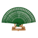 Vintage Wood Hollow Carved Hand Fan Foldable Fan - Green