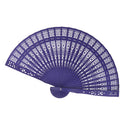 Vintage Wood Hollow Carved Hand Fan Foldable Fan - Purple