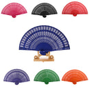 Vintage Wood Hollow Carved Hand Fan Foldable Fan - Purple