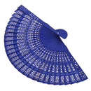 Vintage Wood Hollow Carved Hand Fan Foldable Fan - Blue