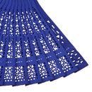 Vintage Wood Hollow Carved Hand Fan Foldable Fan - Blue