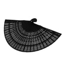 Vintage Wood Hollow Carved Hand Fan Foldable Fan - Black