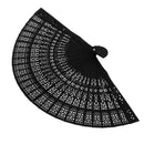 Vintage Wood Hollow Carved Hand Fan Foldable Fan - Black