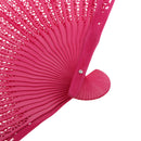 Vintage Wood Hollow Carved Hand Fan Foldable Fan - Fuchsia