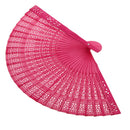 Vintage Wood Hollow Carved Hand Fan Foldable Fan - Fuchsia