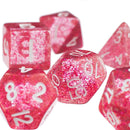 7pcs/set TRPG Game Dungeons & Dragons Glitter D4-D20 Multi Sides Dice Pink
