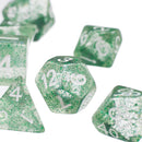 7pcs/set TRPG Game Dungeons & Dragons Glitter D4-D20 Multi Sides Dice Green