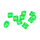 D10 Green Ten Sided Gem Dice for RPG Dungeons & Dragons Games Set of 10 Dice
