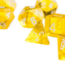7 Pcs Yellow D4 D6 D8 D10 D12 D20 Dice Set For Dungeons And Dragons Game