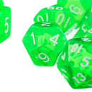 7Pcs Green D4 D6 D8 D10 D12 D20 Dice Set For Dungeons and Dragons Game