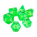 7Pcs Green D4 D6 D8 D10 D12 D20 Dice Set For Dungeons and Dragons Game