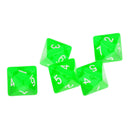 5 x Multi-Sided Dice Set D8 Dungeons & Dragons TRPG Games Role Play Green