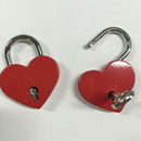 Vintage Antique Style Small Padlock Heart Shaped With Keys -Red